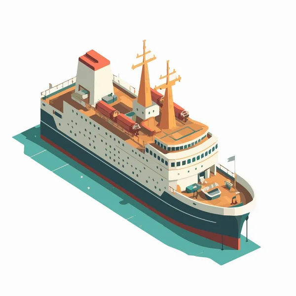 Set Icone Isometriche Vettoriali Elementi Infografici Che Rappresentano Navi Portacontainer — Vettoriale Stock