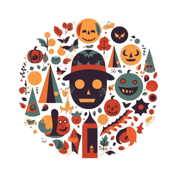 Feliz Halloween Octubre Conjunto Ilustraciones Vectoriales Simples Minimalista Geométrico Patrón — Archivo Imágenes Vectoriales