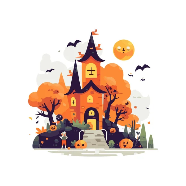 Happy Halloween October Set Simple Vector Illustrations Minimalist Geometric Background — Stock Vector