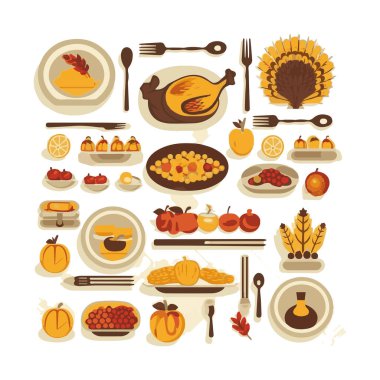 Zarif bir el yazısı ile yazılmış ve düşen sonbahar yapraklarıyla süslenmiş Şükran Günü dileğin kutlu olsun. Tatil tebrik kartı ve kartpostallar için düz stil renkli mevsimsel vektör çizimi.