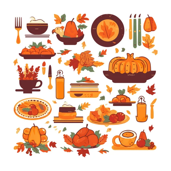 Happy Thanksgiving Wish Written Elegant Calligraphic Script Decorated Fallen Autumn — Stock Vector