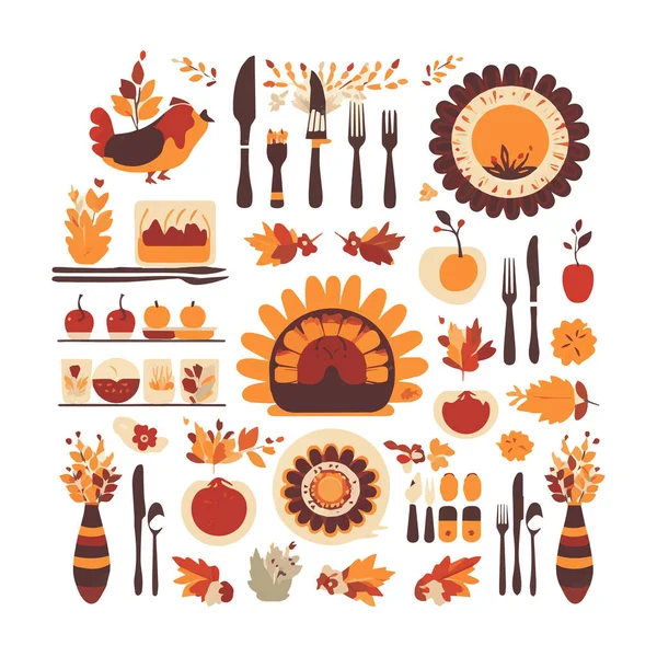 Happy Thanksgiving Wish Written Elegant Calligraphic Script Decorated Fallen Autumn — Stock Vector