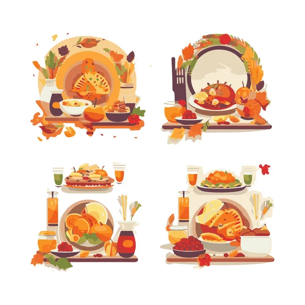 Happy Thanksgiving Wish Written Elegant Calligraphic Script Decorated Fallen Autumn — 图库矢量图片