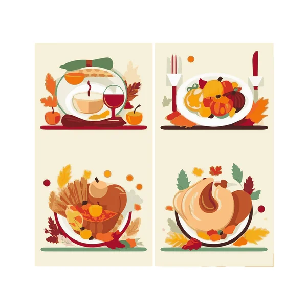 Happy Thanksgiving Desejo Escrito Com Roteiro Caligráfico Elegante Decorado Por — Vetor de Stock