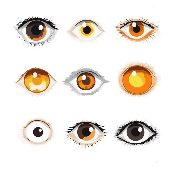 Set Von Verschiedenen Handgezeichneten Doodle Eyes Vektor Flache Illustration Sammlung — Stockvektor