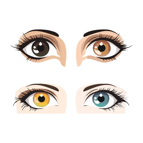 Set Various Hand Drawn Doodle Eyes Vector Flat Illustration Collection — Stock Vector