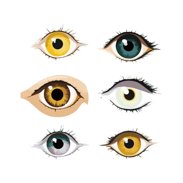 Набір Різноманітних Мальованих Каракулевих Очей Векторні Плоскі Ілюстрації Збірка Злих — стоковий вектор