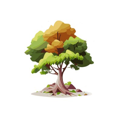 Düz stilize ağaçlar kümesi. Doğal vektör çizim. Yan görünüm