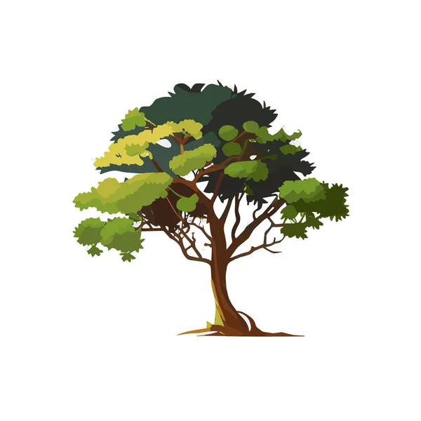 Set Flat Stylized Trees Natural Vector Illustration Side View — Stock Vector