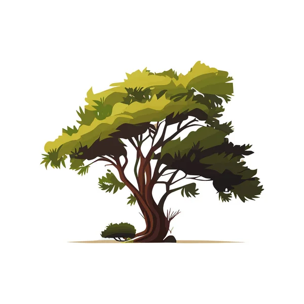 Sada Plochých Stylizované Stromů Přirozené Vektorové Ilustrace Boční Pohled — Stockový vektor