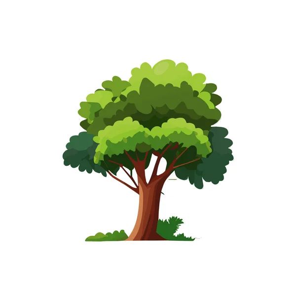 Σύνολο Επίπεδη Στυλιζαρισμένη Δέντρα Φυσικά Διανυσματικά Εικονογράφηση Πλάγια Όψη — Διανυσματικό Αρχείο