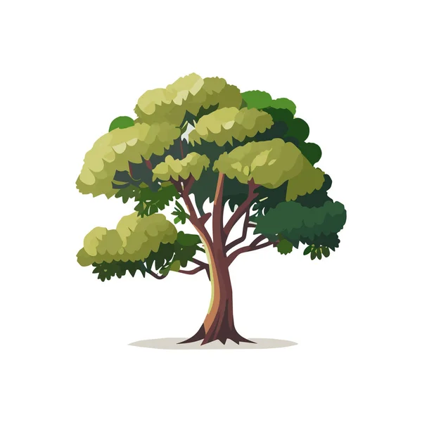 Uppsättning Platt Stiliserade Träd Naturliga Vektor Illustration Sidovy — Stock vektor
