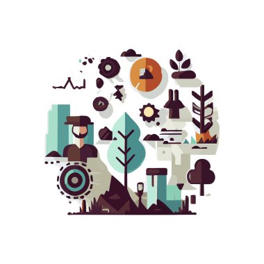 İş Geliştirme çizimleri. Mega set. İş faaliyetlerine katılan erkek ve kadınların olduğu sahnelerin toplanması. Moda vektör biçimi