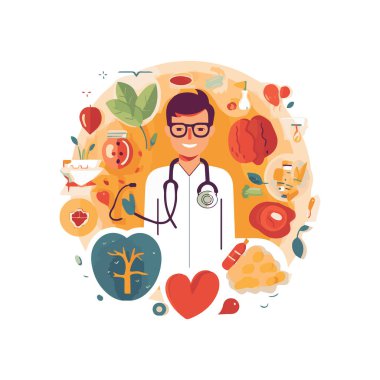 Uzun gölgeli düz renkli simgelerin vektör çizimi. Tıbbi, sağlık, sağlık hizmetleri, doktor, hap ve çapraz sembollü soyut tıp geçmişi. Mobil ve web uygulamaları için tasarım ögeleri.