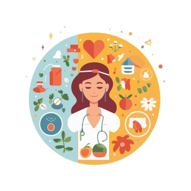 Uzun gölgeli düz renkli simgelerin vektör çizimi. Tıbbi, sağlık, sağlık hizmetleri, doktor, hap ve çapraz sembollü soyut tıp geçmişi. Mobil ve web uygulamaları için tasarım ögeleri.