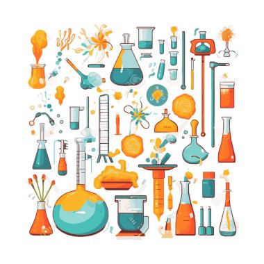 Scientists with simple characters are experimenting with huge experimental equipment. flat design style minimal vector illustration.