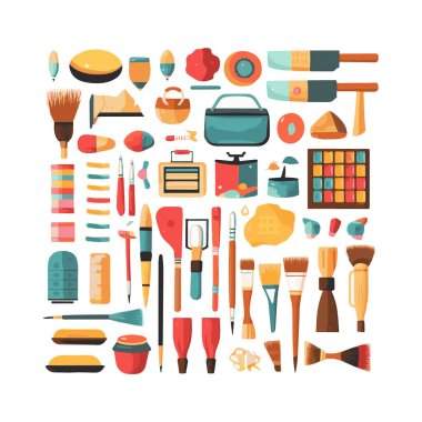 Basit okul gereçleri izole edilmiş beyaz arkaplan