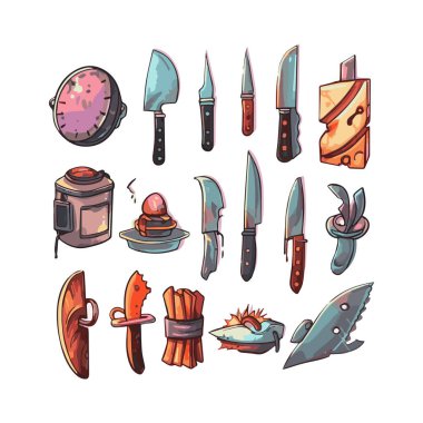 Çeşitli şekillerde bıçak demeti basit demet izole edilmiş beyaz arkaplan