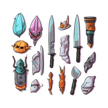 Çeşitli şekillerde bıçak demeti basit demet izole edilmiş beyaz arkaplan