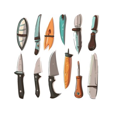 Çeşitli şekillerde bıçak demeti basit demet izole edilmiş beyaz arkaplan