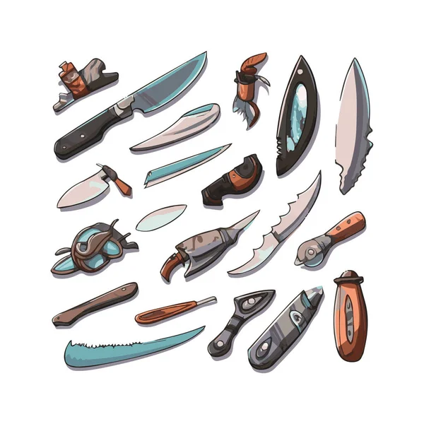 Çeşitli şekillerde bıçak demeti basit demet izole edilmiş beyaz arkaplan