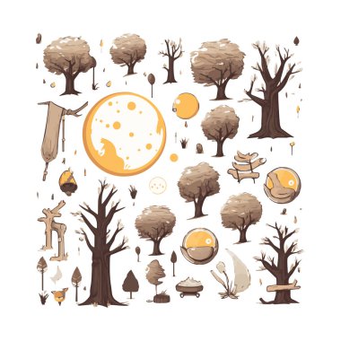 Ay simgesi, gece gökyüzü, çizgi film düz stili, izole vektör çizimi. Çıkartmalar, logo, web ve mobil uygulama için tasarım.