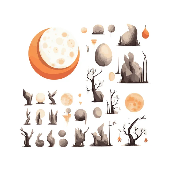 Лунная Икона Ночное Небо Мультяшный Плоский Стиль Изолированная Векторная Иллюстрация — стоковый вектор