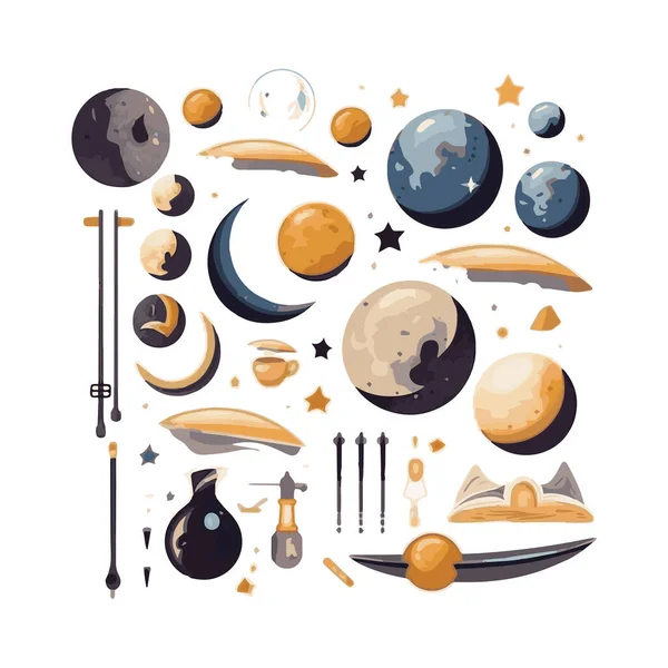 Moon Icon Night Sky Cartoon Flat Style Isolated Vector Illustration — Stock Vector
