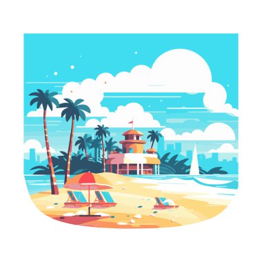 Yaz dönemi geçmişi. Mavi deniz ve plajda yaz için eşyalar