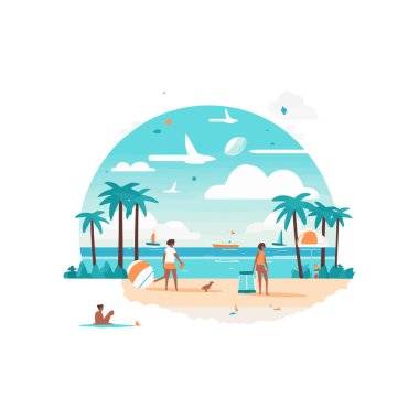 Yaz dönemi geçmişi. Mavi deniz ve plajda yaz için eşyalar