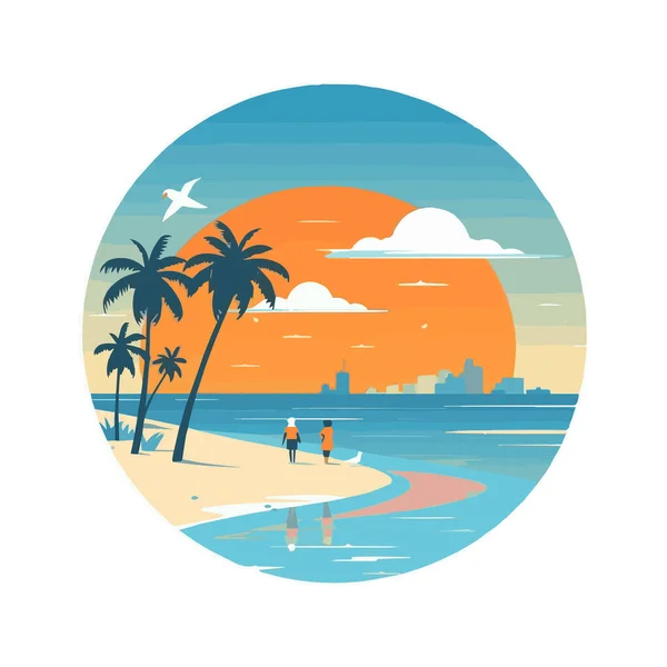 Fondo Horario Verano Mar Azul Playa Con Cosas Para Verano — Archivo Imágenes Vectoriales