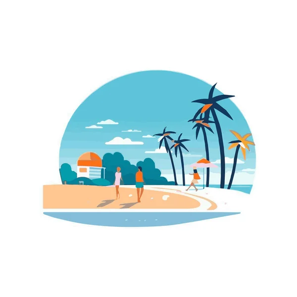 Fundo Hora Verão Mar Azul Praia Com Coisas Para Verão — Vetor de Stock