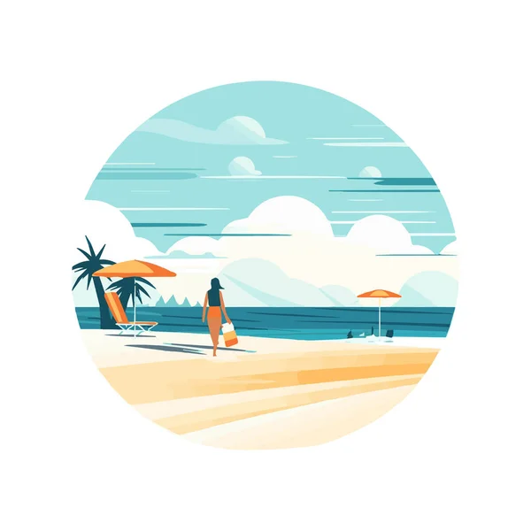 夏時間の背景 夏のためのものと青い海とビーチ — ストックベクタ