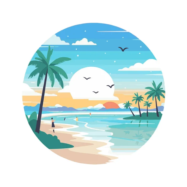 Fondo Horario Verano Mar Azul Playa Con Cosas Para Verano — Vector de stock