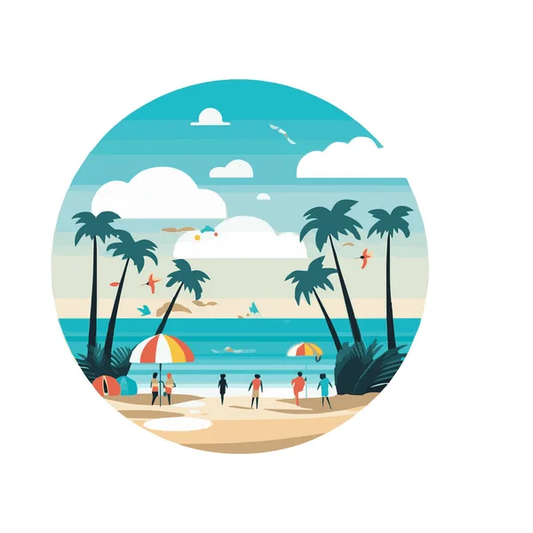 Fondo Horario Verano Mar Azul Playa Con Cosas Para Verano — Archivo Imágenes Vectoriales