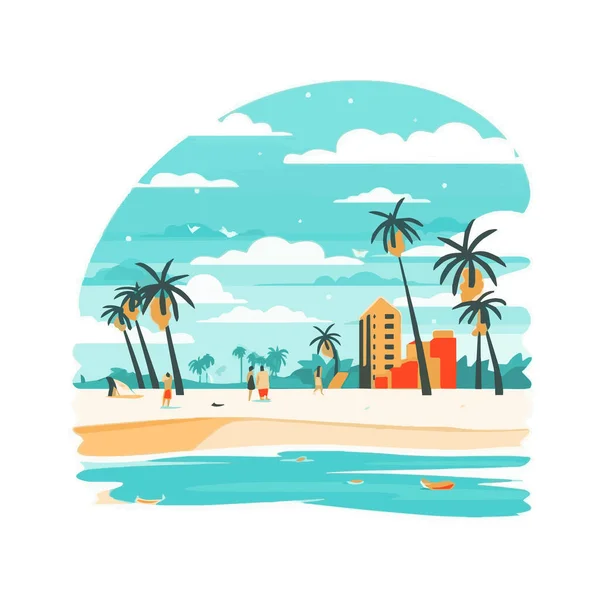 Fundo Hora Verão Mar Azul Praia Com Coisas Para Verão — Vetor de Stock