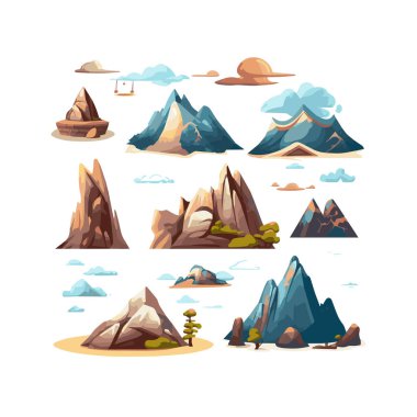 simple illustration of mountain range isolated white background clipart