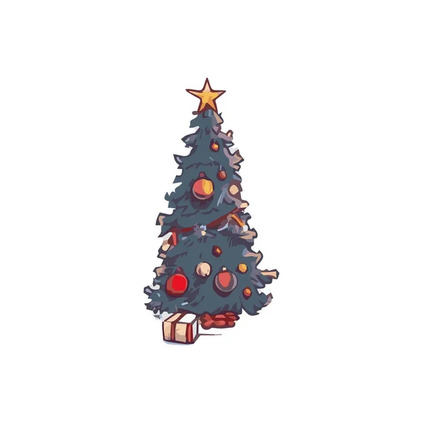 Cartoni Animati Vigilia Natale Elementi Isolati Sfondo Bianco Vettoriale Illustrazione — Vettoriale Stock