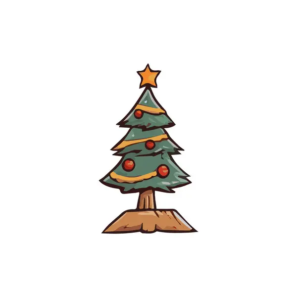 Cartoon Vánoční Prvky Izolované Bílém Pozadí Vektorové Ilustrace — Stockový vektor