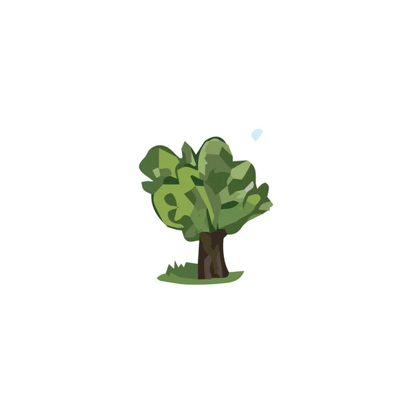 Flache Minimale Baum Und Busch Einfache Abstrakte Flache Cartoon Vektor — Stockvektor