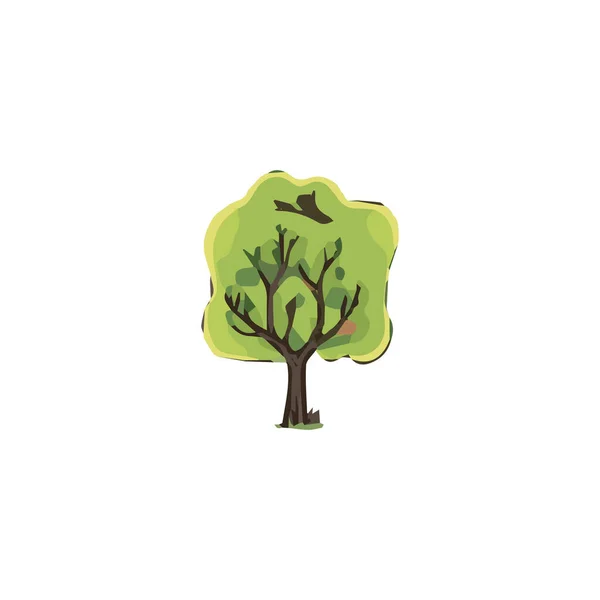 平坦极小的树和灌木简单的抽象平面卡通矢量图解白色背景下的绿色植物 — 图库矢量图片