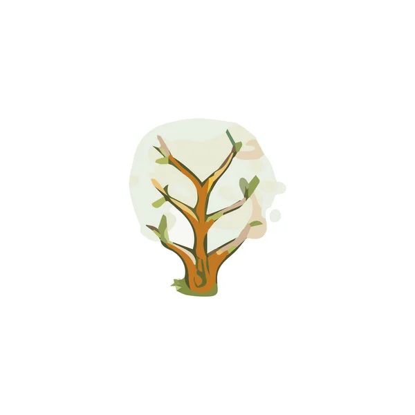 フラット最小限の木とブッシュシンプルな抽象的なフラット漫画ベクトルイラスト緑の植物は白い背景に隔離された — ストックベクタ