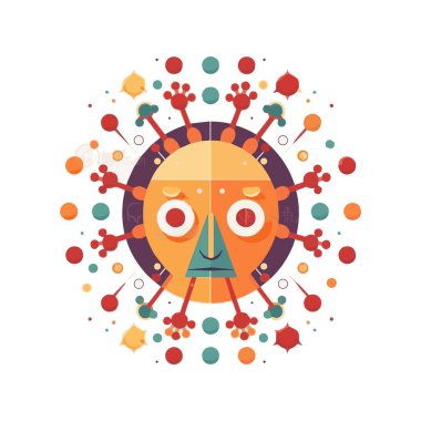 Basit düz dizayn virüsü şirin illüstrasyon karikatür ögesi arkaplan, şablon, ağ, iyileştirme için beyaz arkaplan izole
