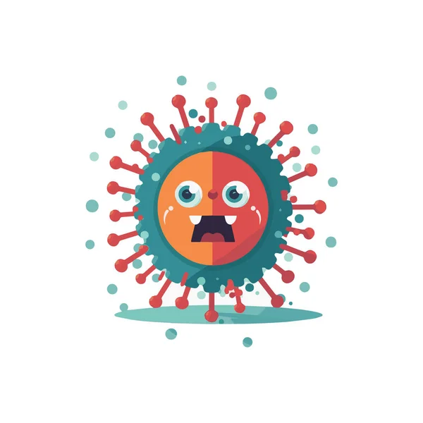 Simple Diseño Plano Virus Lindo Ilustración Dibujo Animado Elemento Aislado — Archivo Imágenes Vectoriales