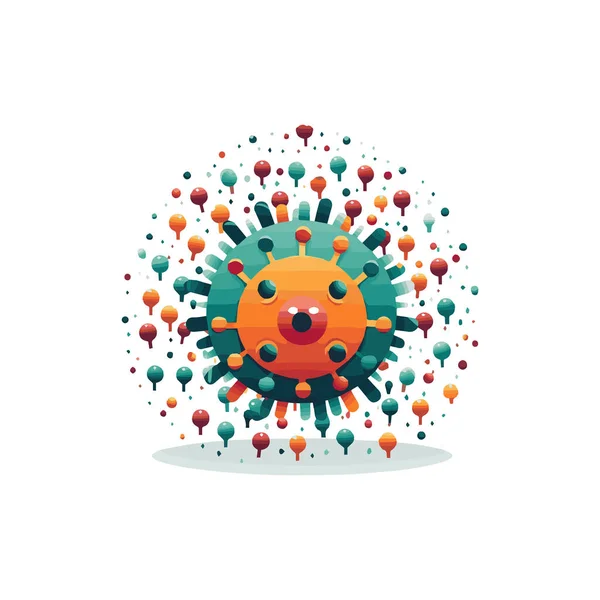 简朴的平面设计病毒可爱的插图卡通元素隔离白色背景为背景 — 图库矢量图片