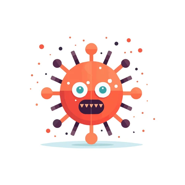 Simple Diseño Plano Virus Lindo Ilustración Dibujo Animado Elemento Aislado — Vector de stock