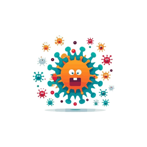 Basit Düz Dizayn Virüsü Şirin Illüstrasyon Karikatür Ögesi Arkaplan Şablon — Stok Vektör