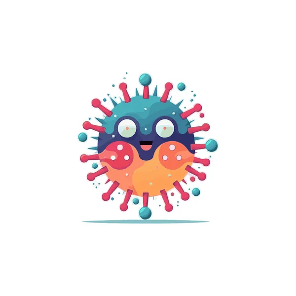 Semplice Disegno Piatto Virus Carino Illustrazione Elemento Cartone Animato Isolato — Vettoriale Stock