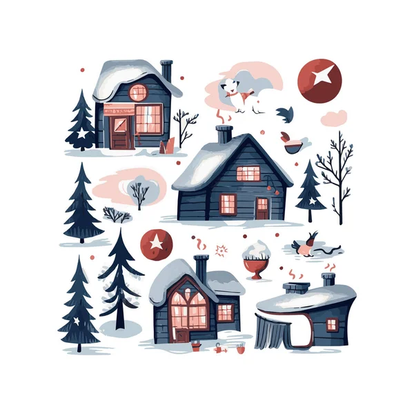 Diseño Plano Simple Víspera Navidad Ilustración Elemento Dibujos Animados Aislado — Vector de stock