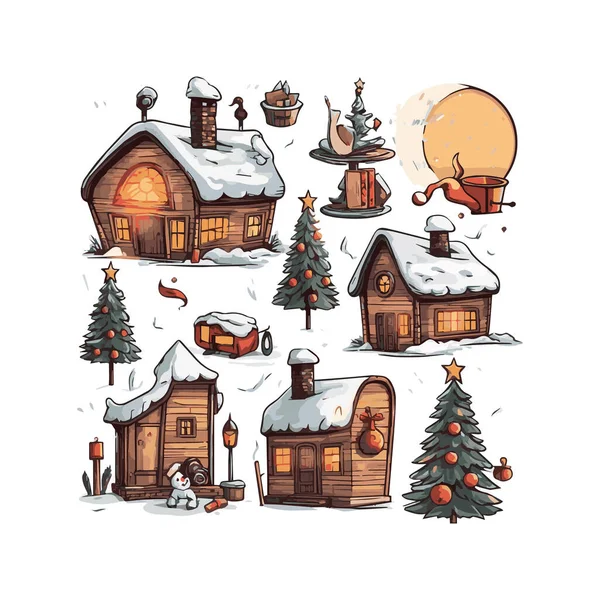 Diseño Plano Simple Víspera Navidad Ilustración Elemento Dibujos Animados Aislado — Vector de stock